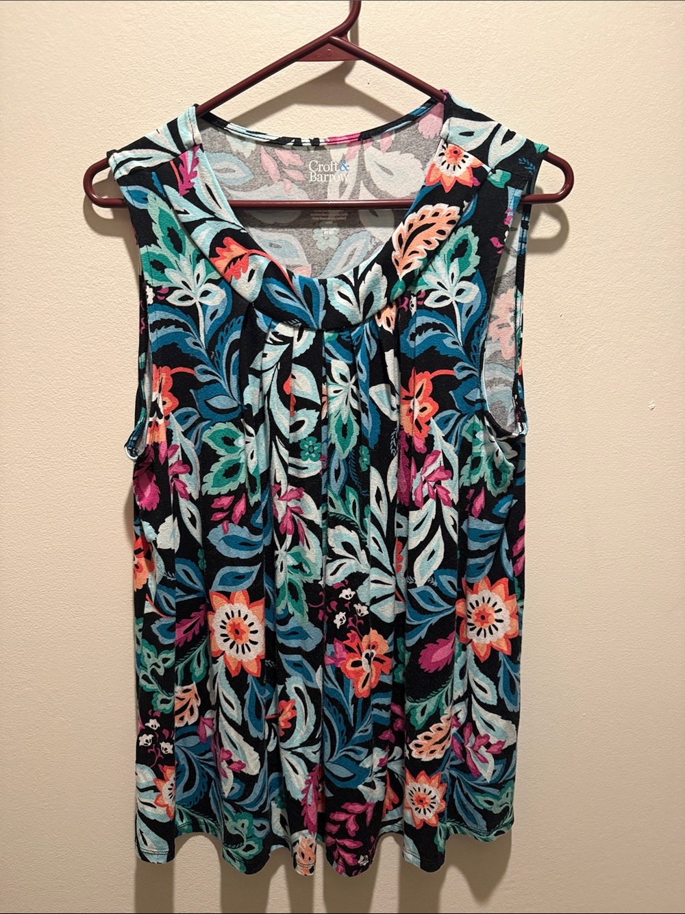 Croft & Barrow Floral Sleeveless Top w/Floral Pattern Size LG